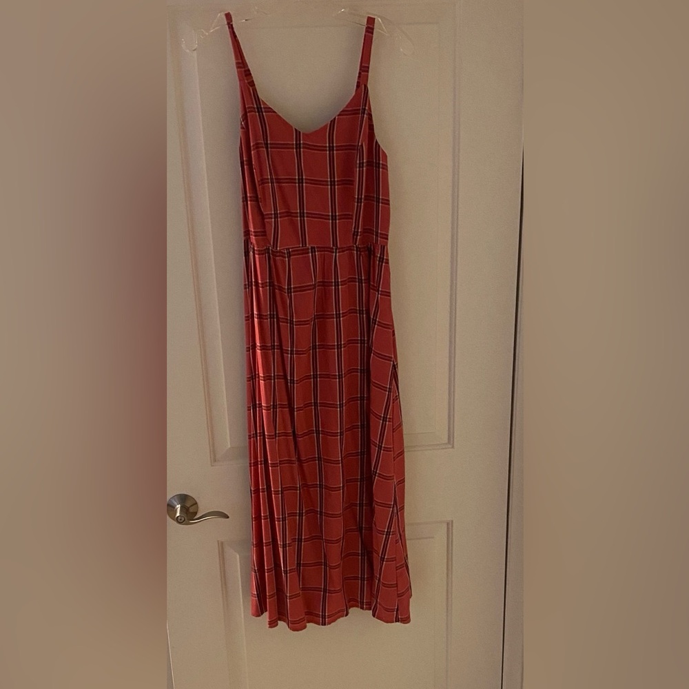 Old Navy Red Plaid Maxi Dress